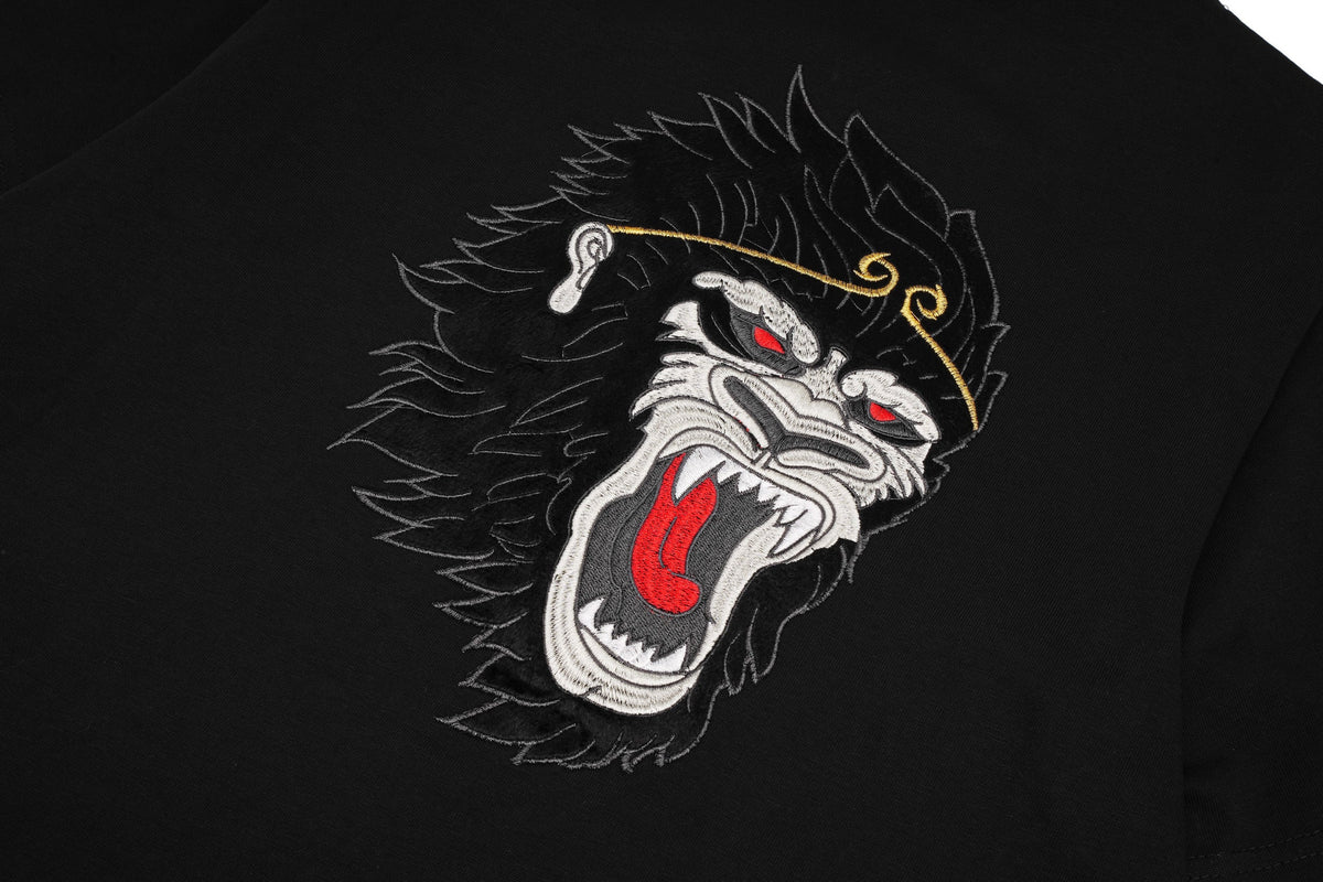 ET518 Raging Monkey Embroidered Tee
