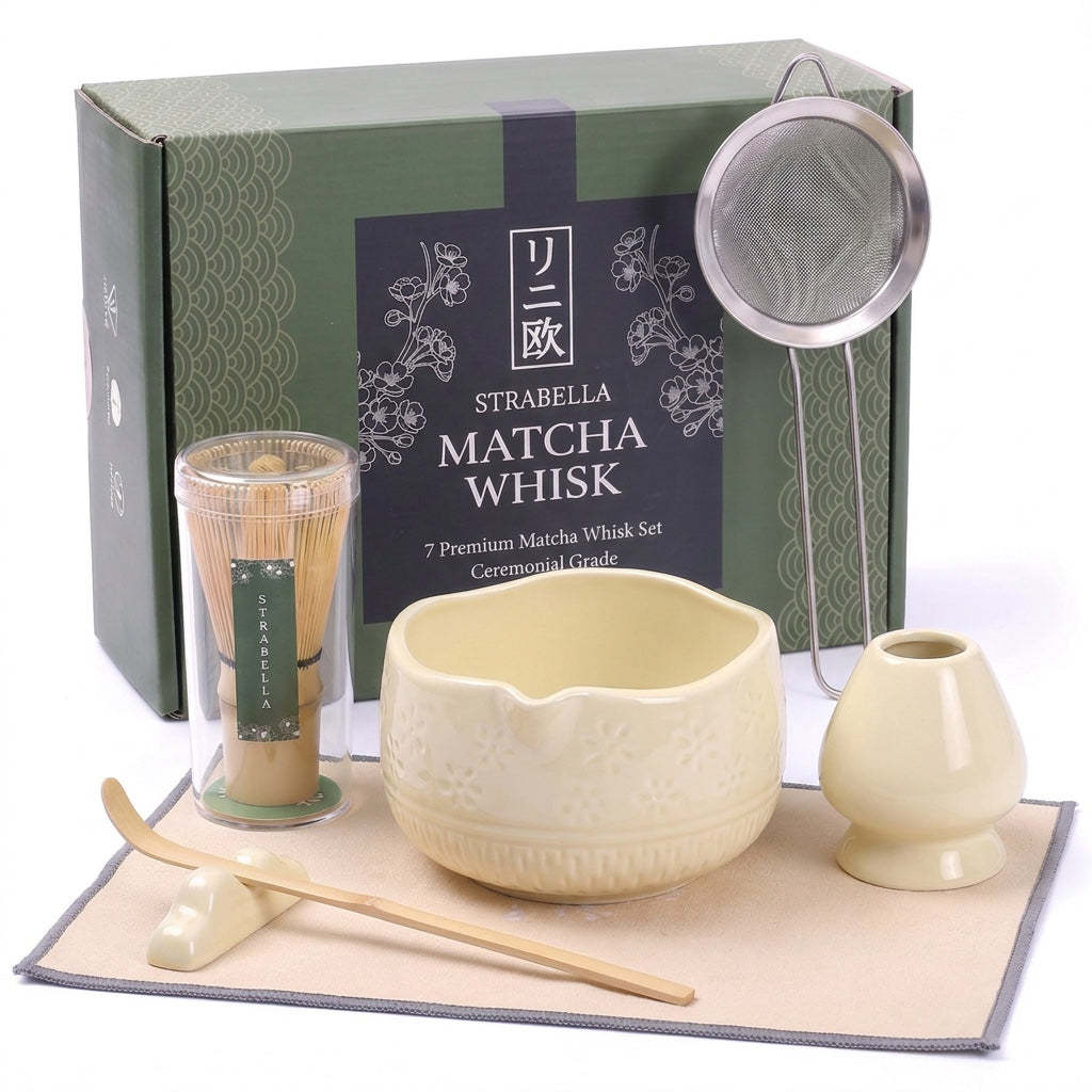 Matcha Whisk Set — Bamboo Chasen + Ceramic Chawan Gift Set