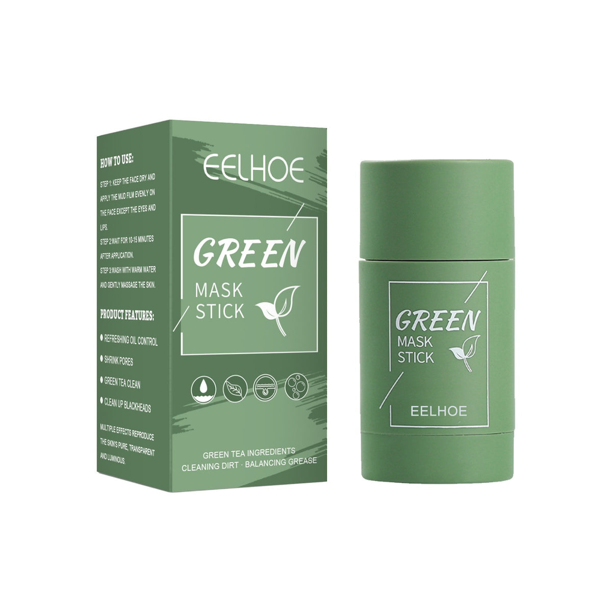 EELHOE Green Tea Clay Mask Stick | Deep Cleansing, Hydrating & Pore-Shrinking