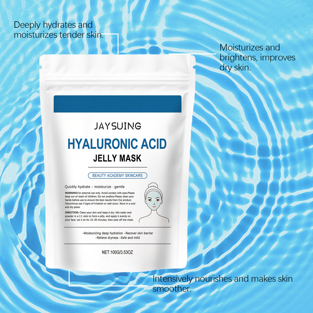 Jaysuing Hyaluronic Acid Hydrating Face Mask | Deep Moisture, Smooth & Tender Skin