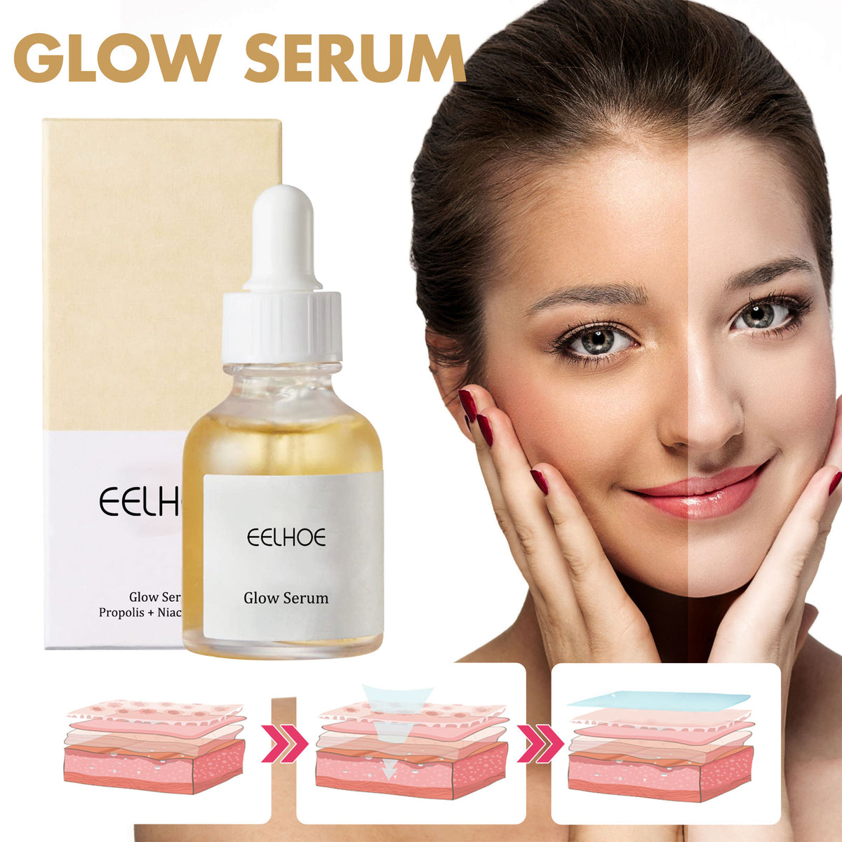 EELHOE Propolis & Nicotinamide Brightening Essence | Reduce Acne Marks, Moisturize & Whiten
